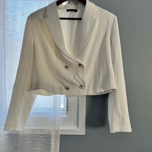 Elegant White Double-Breasted Women's Jacket